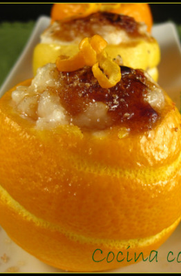 Recetas: Citricos rellenos de arroz con leche caramelizado