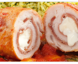 Rollitos de pollo con queso